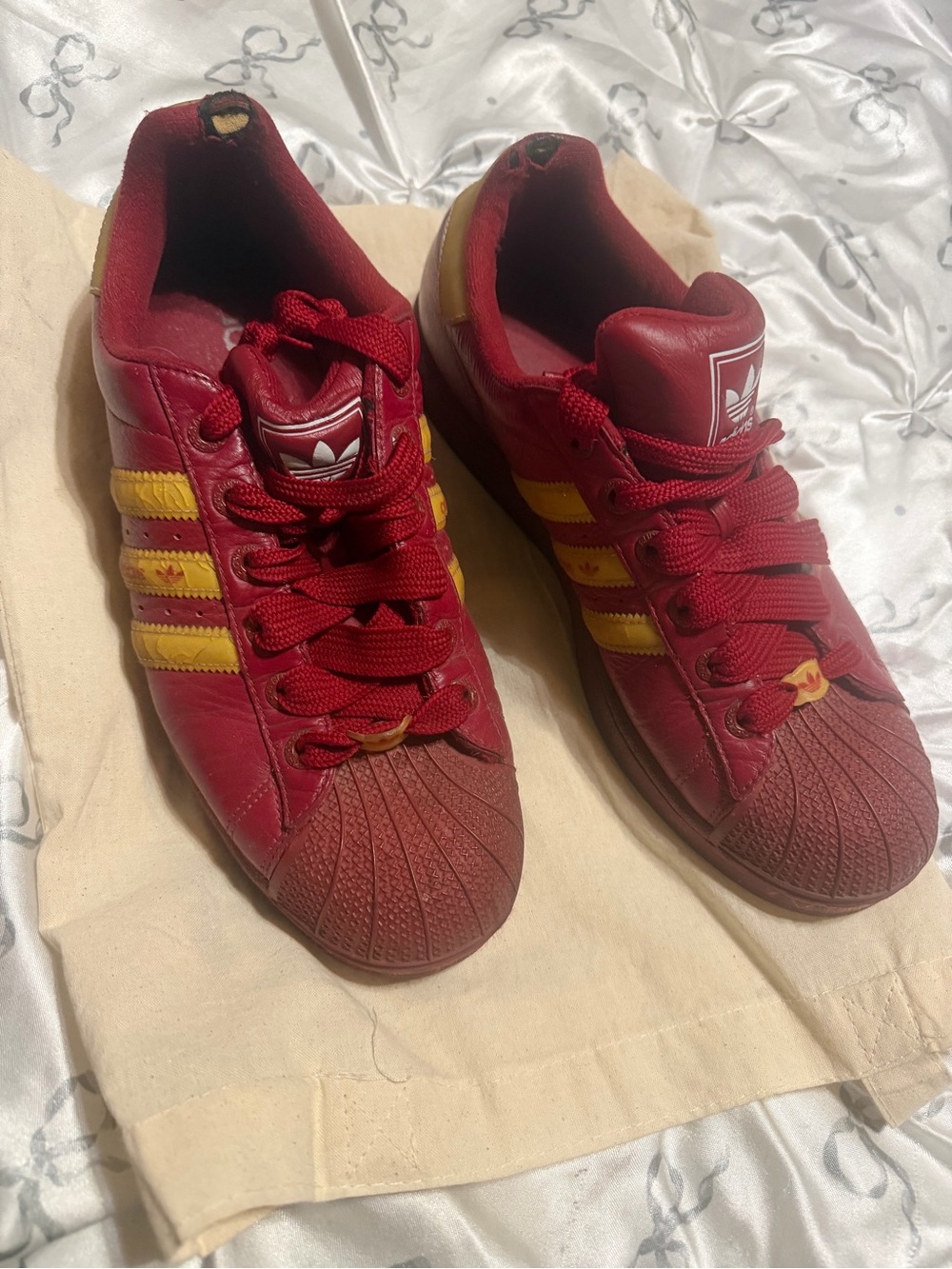 Men’s leather Adidas Superstar Red Sneakers size 10.5